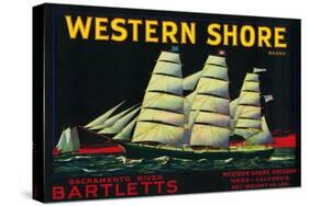 Western Shore Pear Crate Label - Hood, CA-Lantern Press-Stretched Canvas