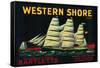 Western Shore Pear Crate Label - Hood, CA-Lantern Press-Framed Stretched Canvas