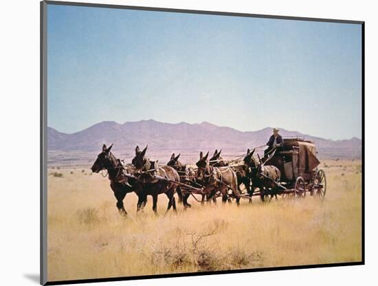 Western Stagecoach Pulled by a Six Mule Team-null-Mounted Giclee Print