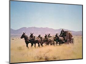 Western Stagecoach Pulled by a Six Mule Team-null-Mounted Giclee Print