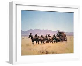 Western Stagecoach Pulled by a Six Mule Team-null-Framed Giclee Print