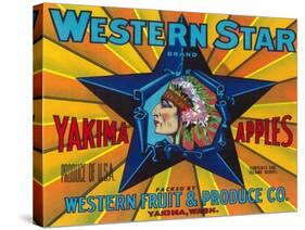 Western Star Apple Label - Yakima, WA-Lantern Press-Stretched Canvas
