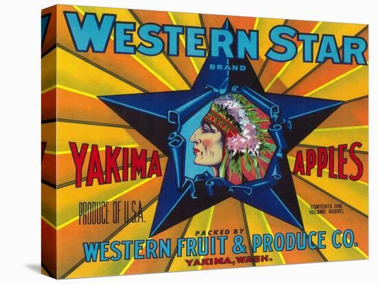 Western Star Apple Label - Yakima, WA-Lantern Press-Stretched Canvas