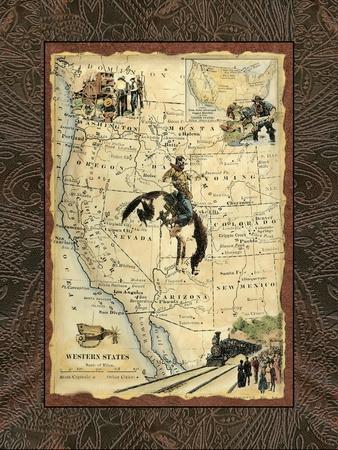 'Western States Map' Prints - Vision Studio | AllPosters.com