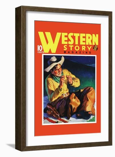 Western Story Magazine: by the Fire-null-Framed Art Print