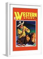 Western Story Magazine: by the Fire-null-Framed Art Print