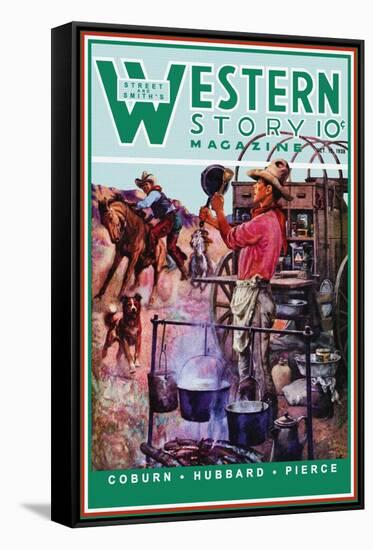 Western Story Magazine: Supper Time-Walter Kaskell Kinton-Framed Stretched Canvas