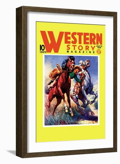 Western Story Magazine: Taming the Wild-null-Framed Art Print