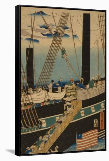 Western Traders Loading Cargo in Yokohama, 1861-Utagawa Sadahide-Framed Stretched Canvas