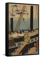 Western Traders Loading Cargo in Yokohama, 1861-Utagawa Sadahide-Framed Stretched Canvas