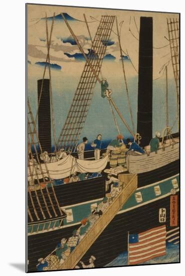 Western Traders Loading Cargo in Yokohama, 1861-Utagawa Sadahide-Mounted Giclee Print