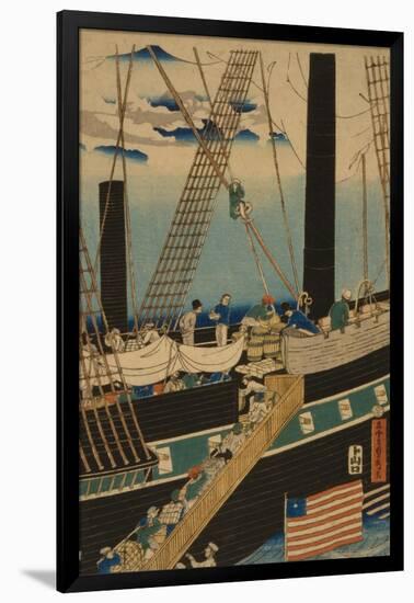 Western Traders Loading Cargo in Yokohama, 1861-Utagawa Sadahide-Framed Giclee Print