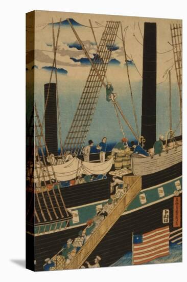 Western Traders Loading Cargo in Yokohama, 1861-Utagawa Sadahide-Stretched Canvas