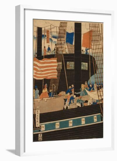 Western Traders Loading Cargo in Yokohama, 1861-Utagawa Sadahide-Framed Giclee Print