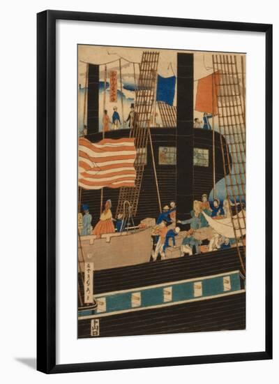 Western Traders Loading Cargo in Yokohama, 1861-Utagawa Sadahide-Framed Giclee Print