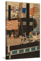 Western Traders Loading Cargo in Yokohama, 1861-Utagawa Sadahide-Stretched Canvas