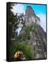 Western Traveler with Temple I, Tikal Ruins, Guatemala-Keren Su-Framed Stretched Canvas