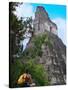 Western Traveler with Temple I, Tikal Ruins, Guatemala-Keren Su-Stretched Canvas
