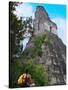 Western Traveler with Temple I, Tikal Ruins, Guatemala-Keren Su-Stretched Canvas