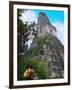 Western Traveler with Temple I, Tikal Ruins, Guatemala-Keren Su-Framed Photographic Print