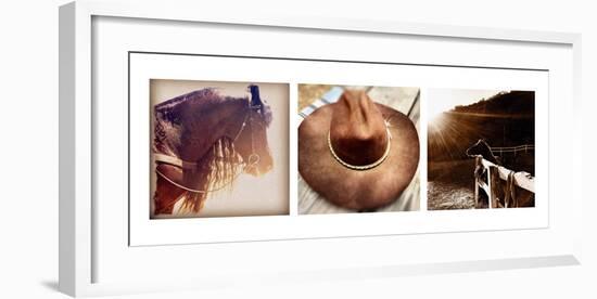 Western Triptych (The Beauty, Dusty's Hat, Will Rogers Pony)-Gizara-Framed Art Print