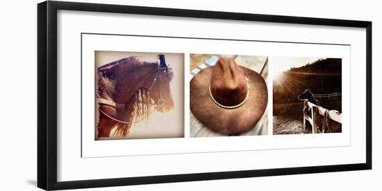 Western Triptych (The Beauty, Dusty's Hat, Will Rogers Pony)-Gizara-Framed Art Print