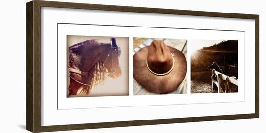 Western Triptych (The Beauty, Dusty's Hat, Will Rogers Pony)-Gizara-Framed Art Print