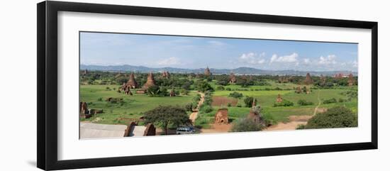 Western view of stupas and temples from top of Shwe San Taw temple, Bagan, Mandalay Region, Myanmar-null-Framed Photographic Print
