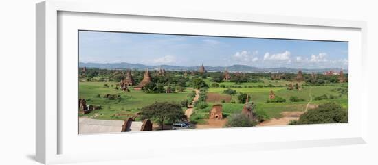 Western view of stupas and temples from top of Shwe San Taw temple, Bagan, Mandalay Region, Myanmar-null-Framed Photographic Print