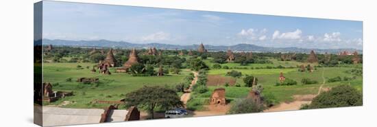 Western view of stupas and temples from top of Shwe San Taw temple, Bagan, Mandalay Region, Myanmar-null-Stretched Canvas