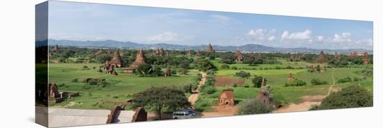 Western view of stupas and temples from top of Shwe San Taw temple, Bagan, Mandalay Region, Myanmar-null-Stretched Canvas