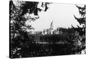 Western View of the Capitol Building - Olympia, WA-Lantern Press-Stretched Canvas