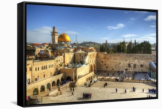 Western Wall and Dome of the Rock in the Old City of Jerusalem, Israel.-SeanPavonePhoto-Framed Stretched Canvas