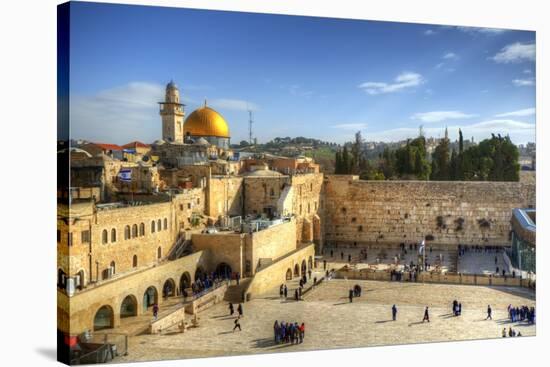 Western Wall and Dome of the Rock in the Old City of Jerusalem, Israel.-SeanPavonePhoto-Stretched Canvas