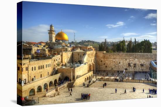 Western Wall and Dome of the Rock in the Old City of Jerusalem, Israel.-SeanPavonePhoto-Stretched Canvas