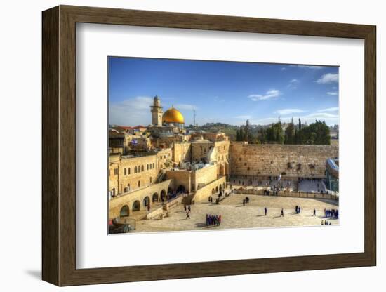 Western Wall and Dome of the Rock in the Old City of Jerusalem, Israel.-SeanPavonePhoto-Framed Photographic Print