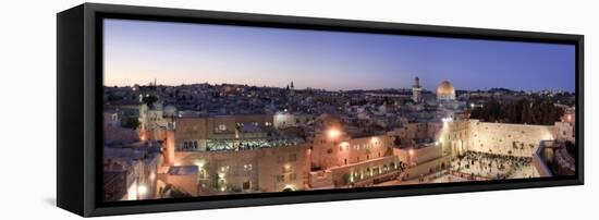 Western Wall, Dome of the Rock Mosque and Panoramic View of the Old City of Jerusalem, Israel-Michele Falzone-Framed Stretched Canvas