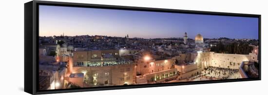 Western Wall, Dome of the Rock Mosque and Panoramic View of the Old City of Jerusalem, Israel-Michele Falzone-Framed Stretched Canvas