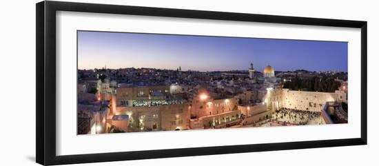 Western Wall, Dome of the Rock Mosque and Panoramic View of the Old City of Jerusalem, Israel-Michele Falzone-Framed Premium Photographic Print