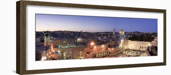 Western Wall, Dome of the Rock Mosque and Panoramic View of the Old City of Jerusalem, Israel-Michele Falzone-Framed Photographic Print