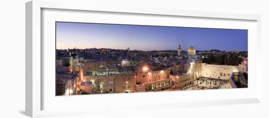 Western Wall, Dome of the Rock Mosque and Panoramic View of the Old City of Jerusalem, Israel-Michele Falzone-Framed Photographic Print