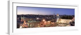 Western Wall, Dome of the Rock Mosque and Panoramic View of the Old City of Jerusalem, Israel-Michele Falzone-Framed Photographic Print