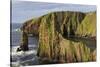 Westerwick, dramatic coastal views, red granite sea cliffs and stacks, Scotland-Eleanor Scriven-Stretched Canvas