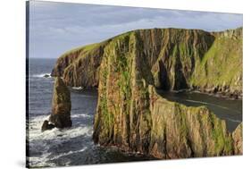 Westerwick, dramatic coastal views, red granite sea cliffs and stacks, Scotland-Eleanor Scriven-Stretched Canvas