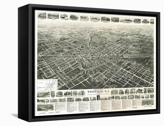 Westfield, New Jersey - Panoramic Map-Lantern Press-Framed Stretched Canvas