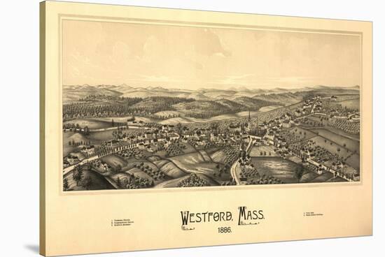 Westford, Massachusetts - Panoramic Map-Lantern Press-Stretched Canvas