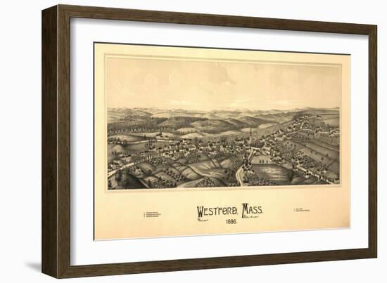 Westford, Massachusetts - Panoramic Map-Lantern Press-Framed Art Print