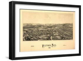 Westford, Massachusetts - Panoramic Map-Lantern Press-Framed Art Print