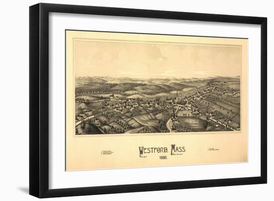 Westford, Massachusetts - Panoramic Map-Lantern Press-Framed Art Print