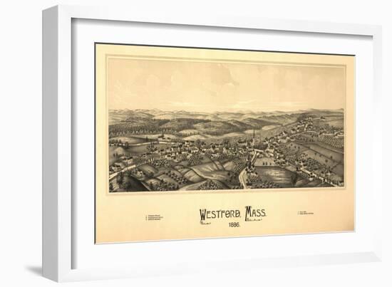 Westford, Massachusetts - Panoramic Map-Lantern Press-Framed Art Print